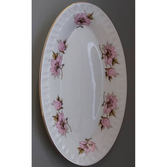 Crown Staffordshire Creamer, Sugar Bowl and Tray, With Pink Flowers and Gold - Picture 8 of 9